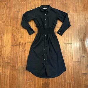 Thakoon Black Smocked Waist Midi Dress Sz 4